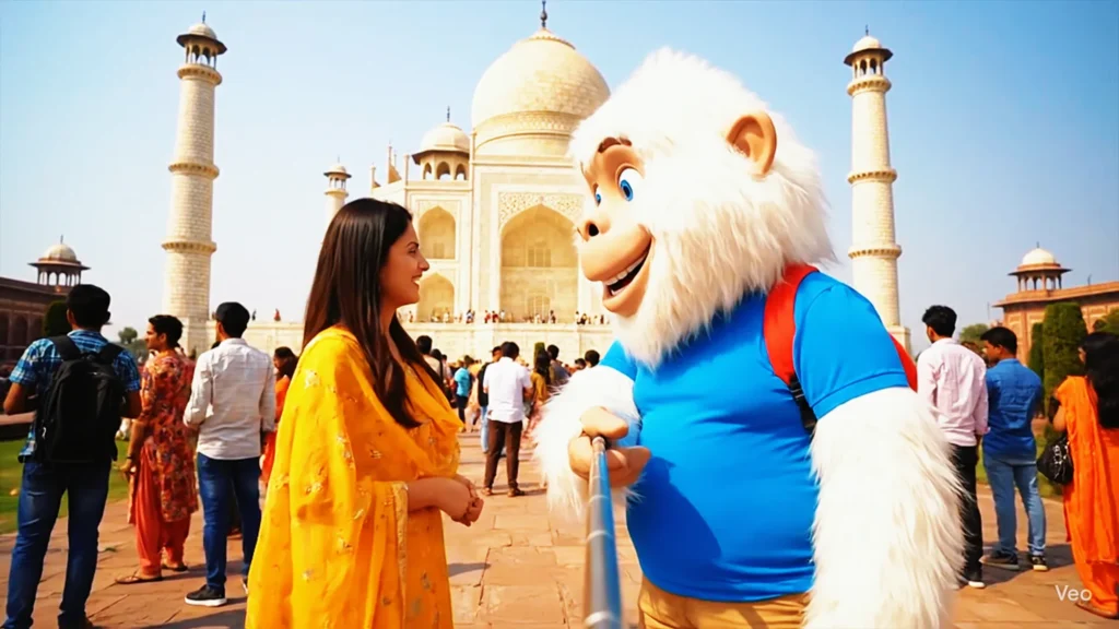 veo 3 Viral Monkey Vlog Prompts at taj mahal