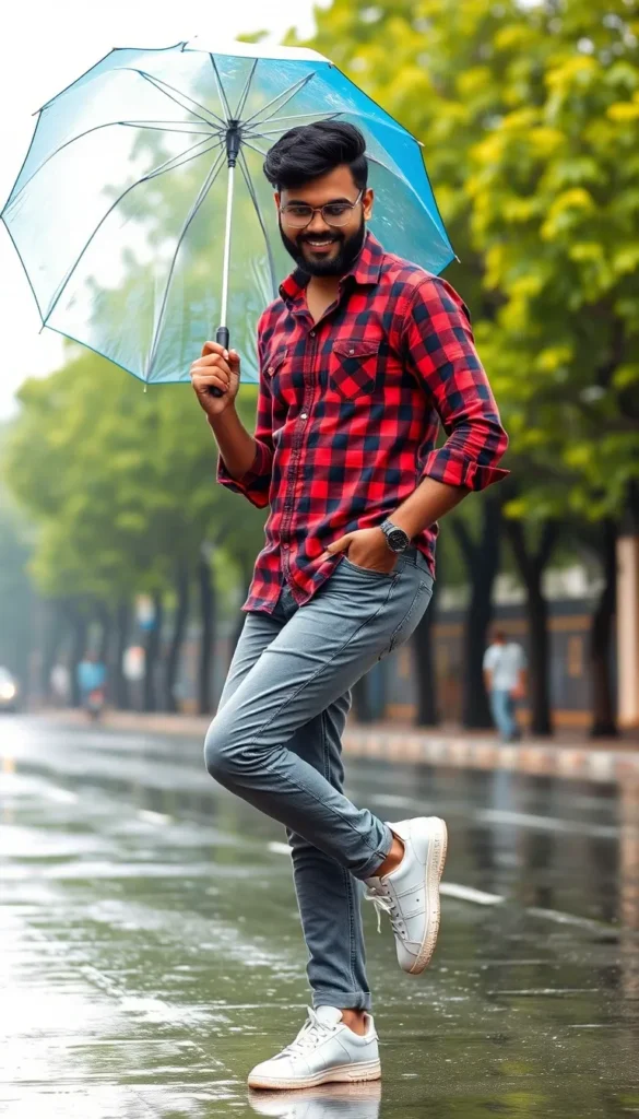 11. Indian Man with Transparent Umbrella