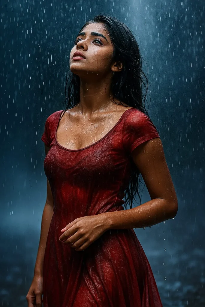 12. Stylish Female Model in Red Dress
