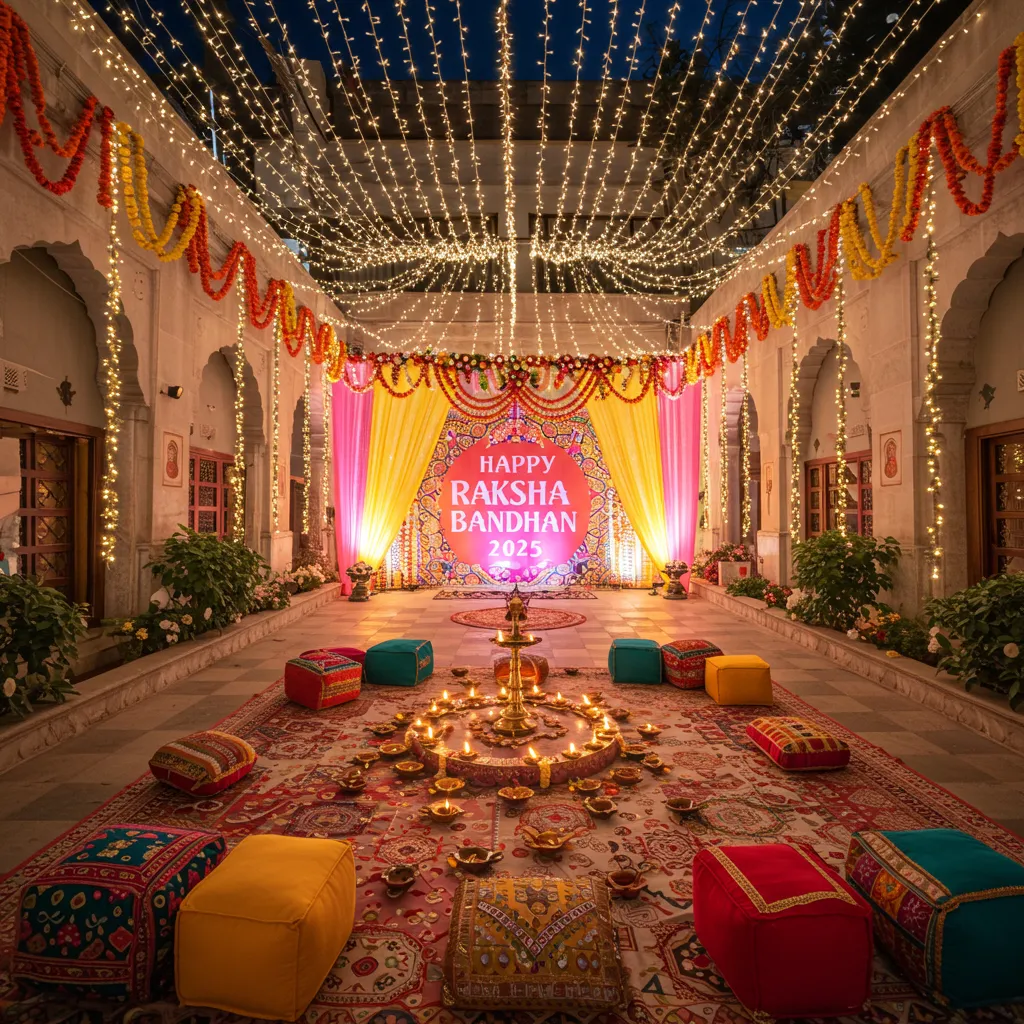 Courtyard Celebration Background Prompt