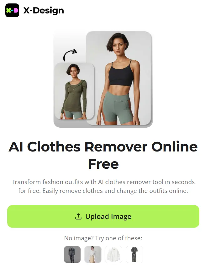 12. X-Design – AI Clothes Remover Online