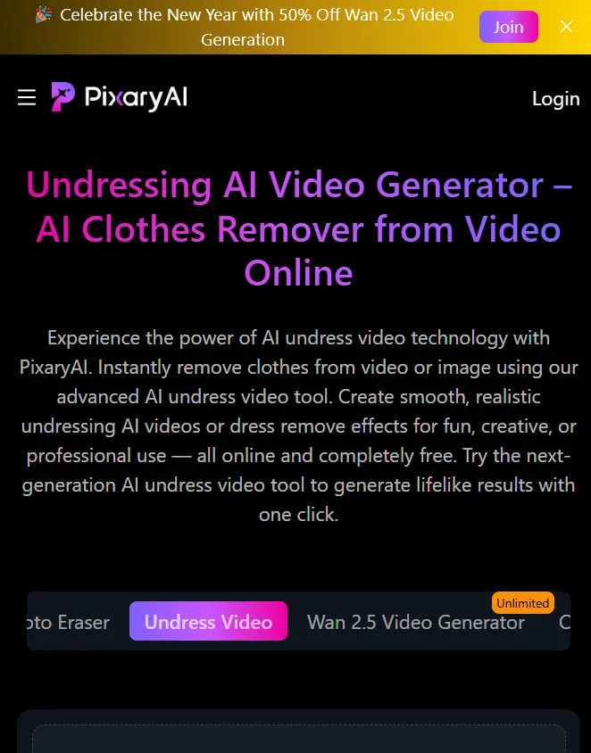 9. PixaryAI – AI Clothes Remover from Video
